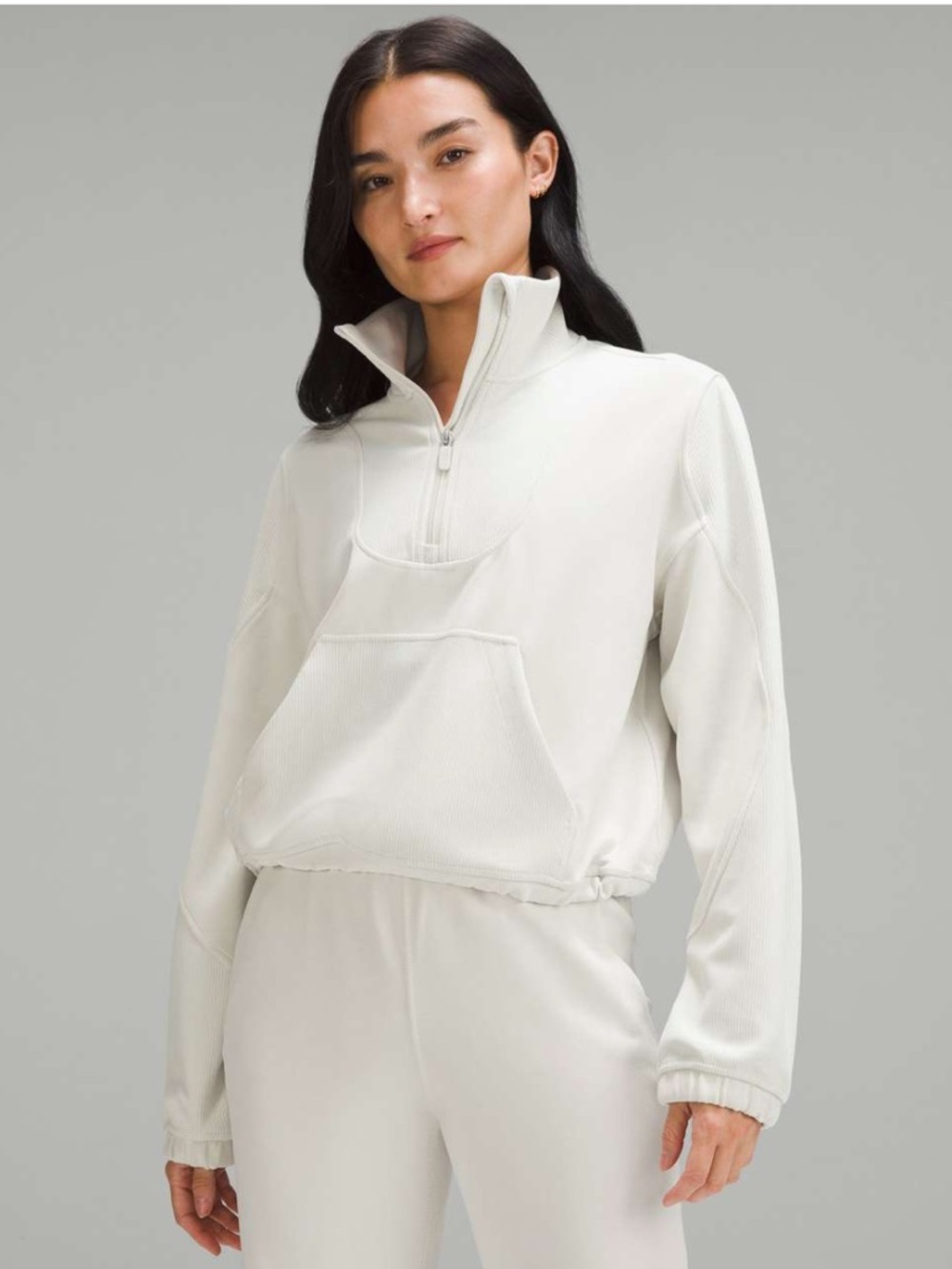 lululemon athletica Brushed Ribbed Half-Zip Pullover in Bone